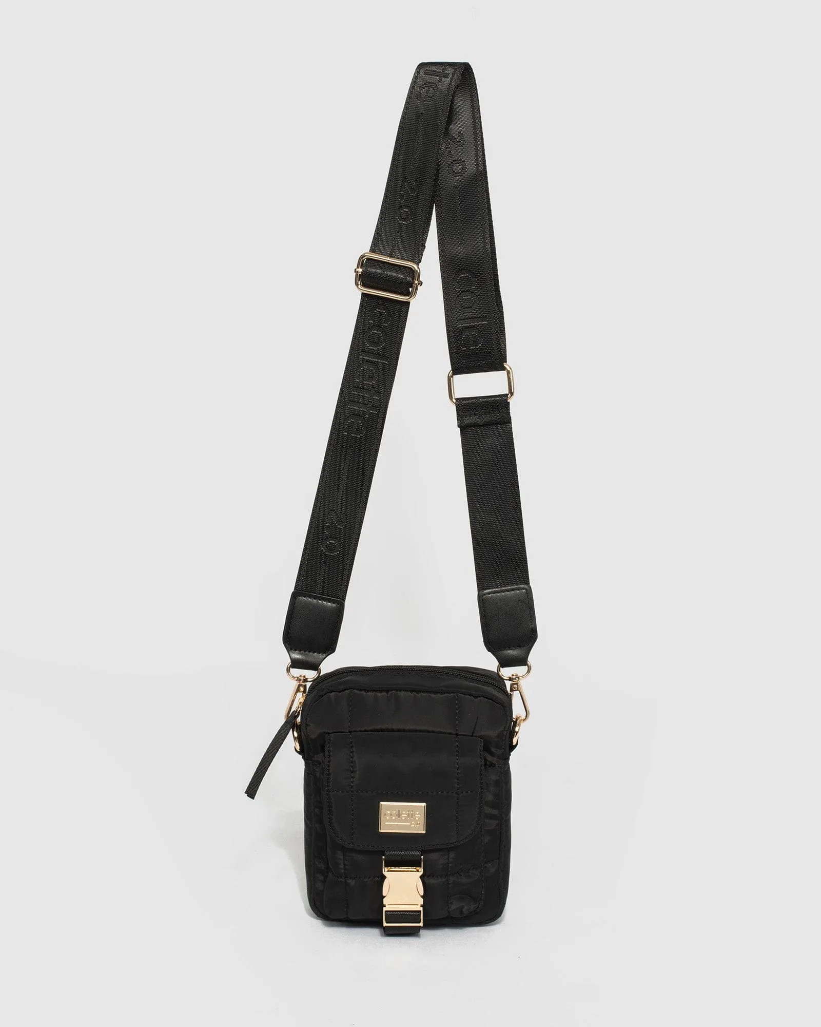 Black Emma Lock Crossbody Bag