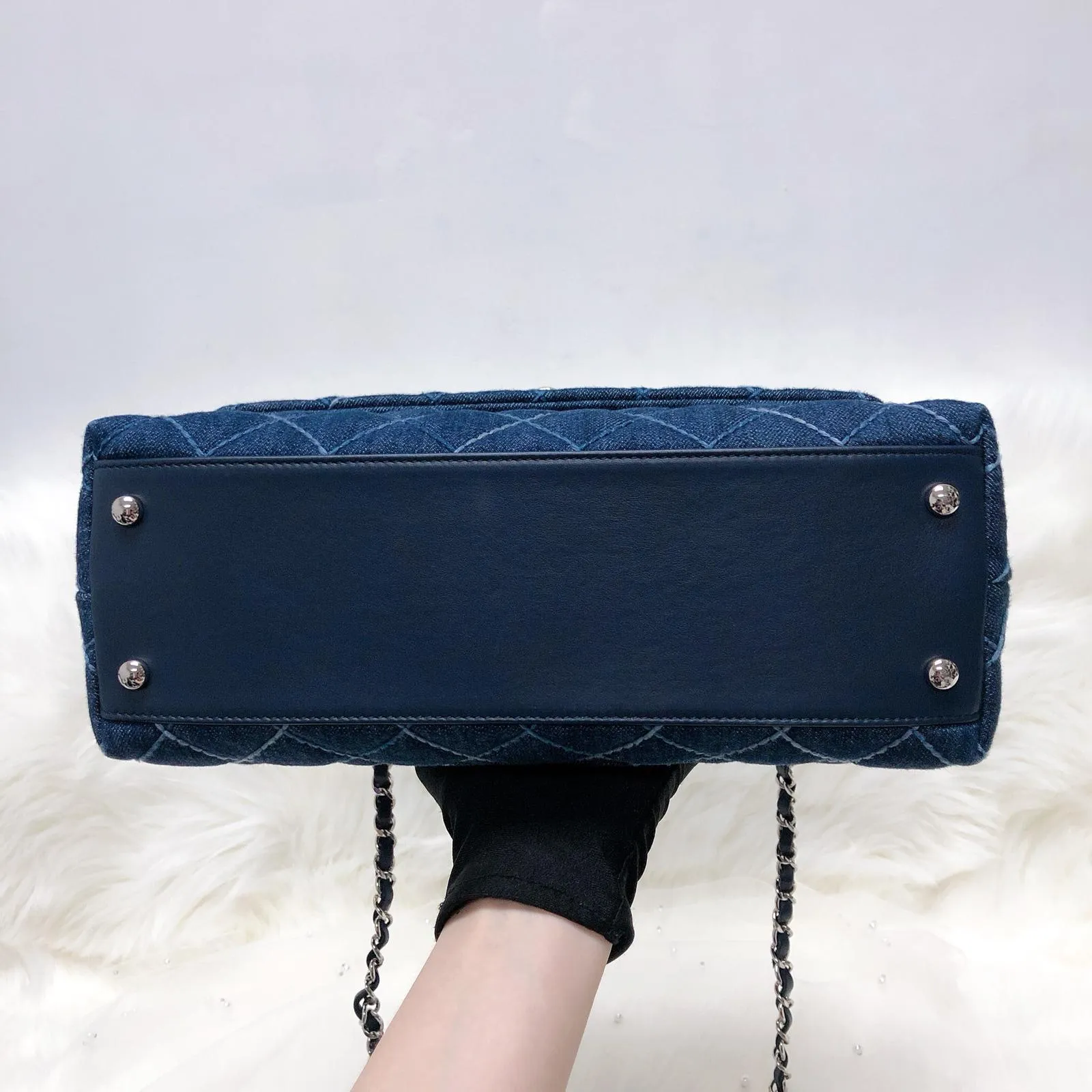 Blue Denim Quilted Medium Coco Handle Flap