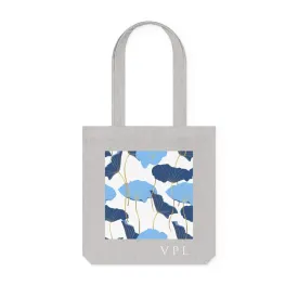 Blue Floral Woven Tote Bag