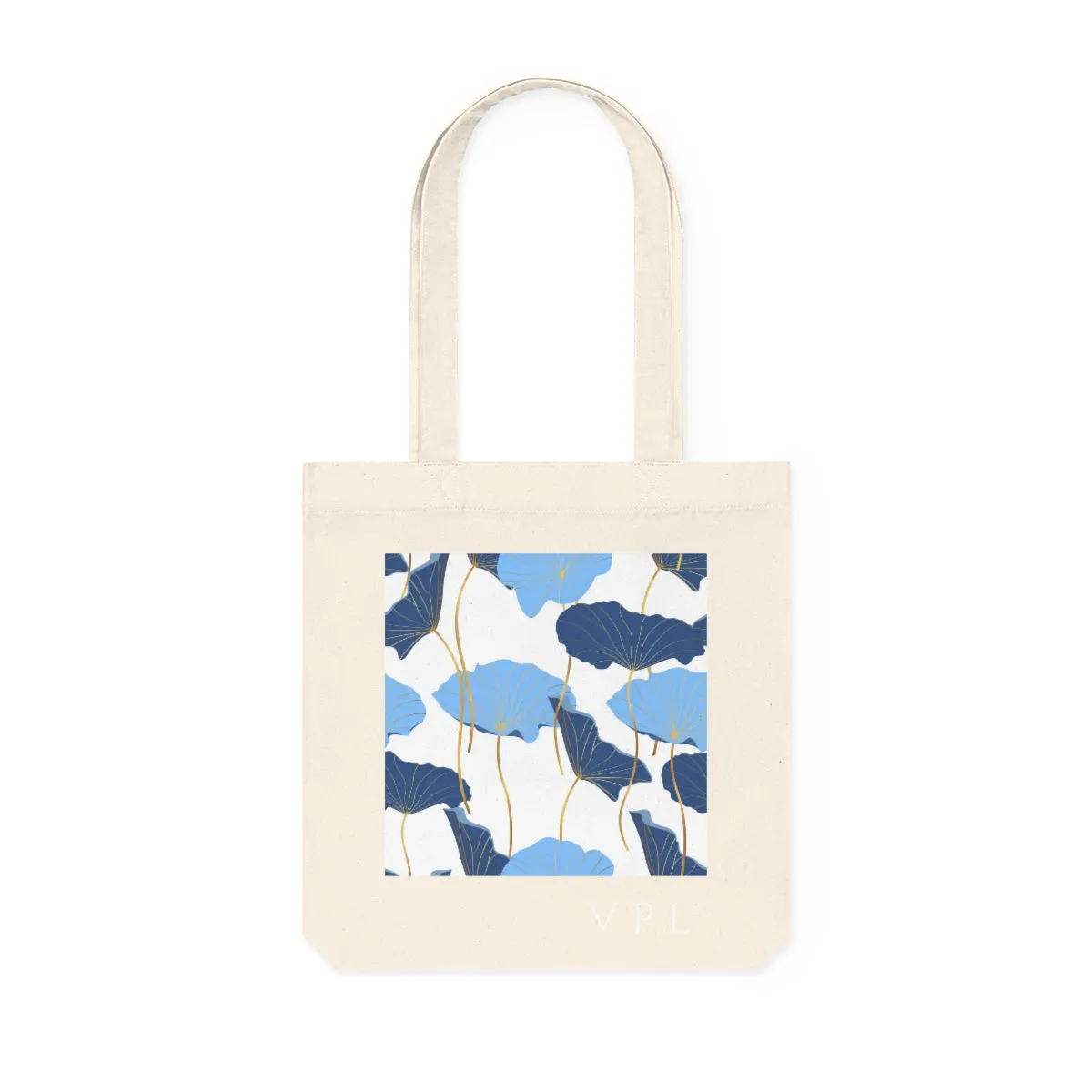 Blue Floral Woven Tote Bag