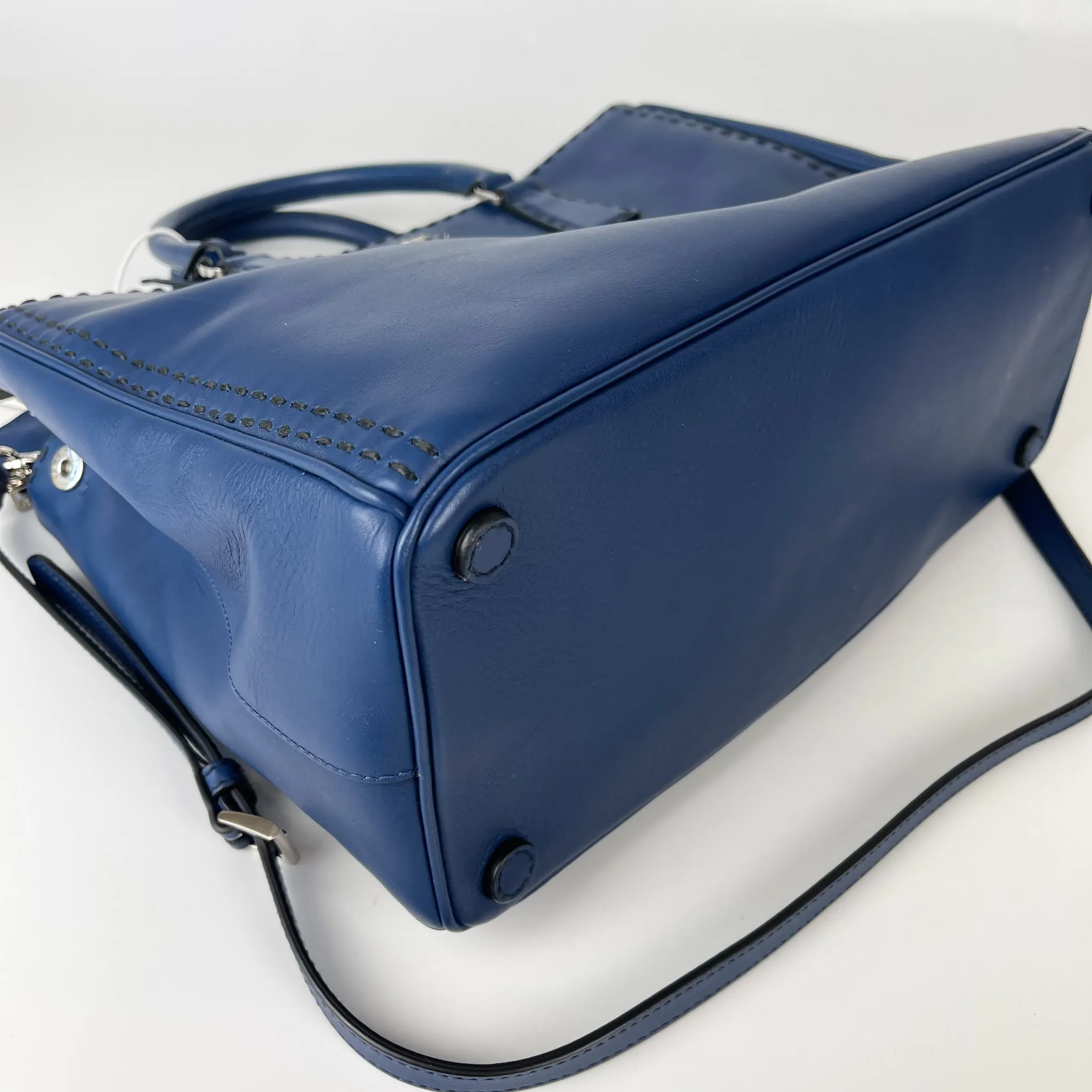 Bluette City Calfskin Stitched Leather Medium Double Zip