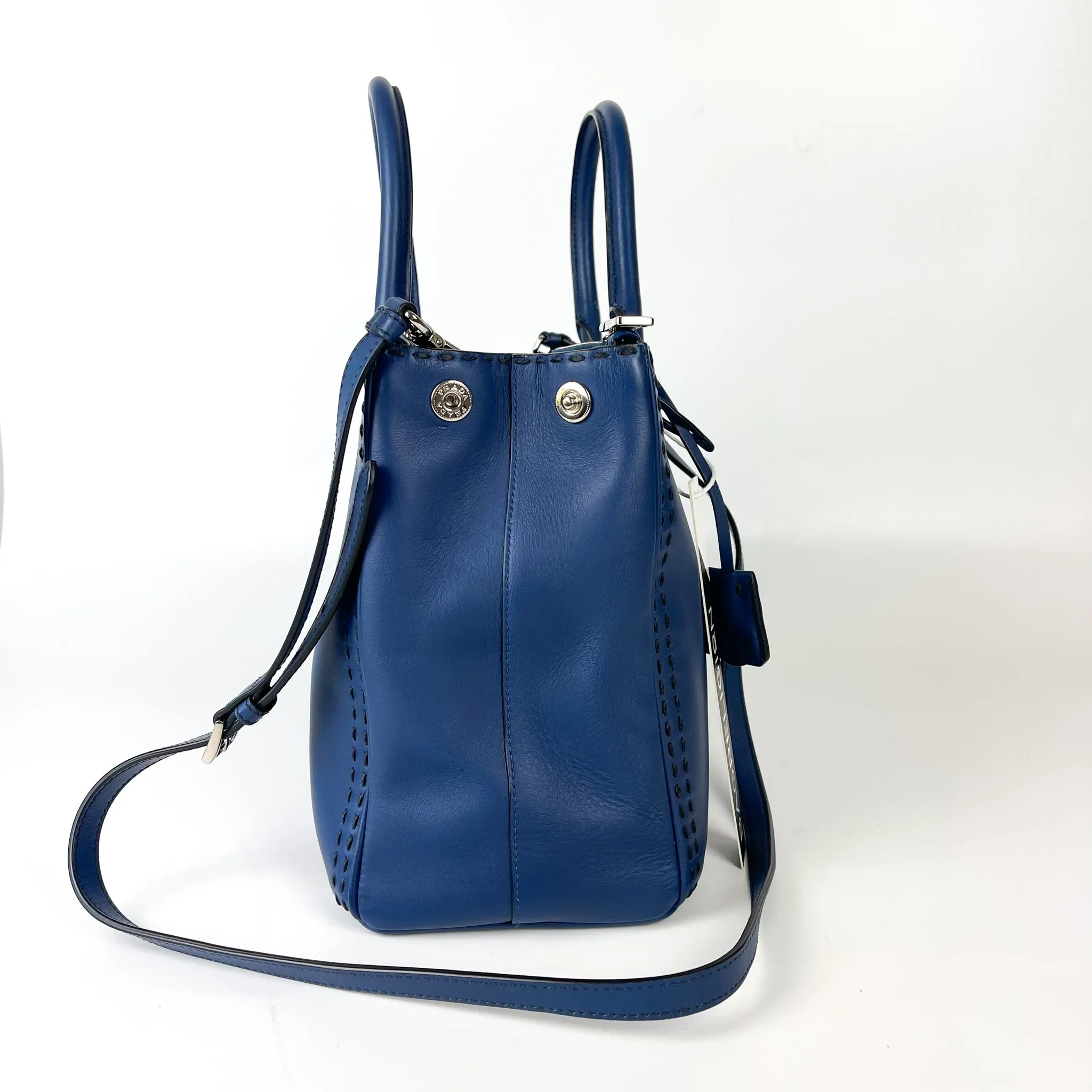 Bluette City Calfskin Stitched Leather Medium Double Zip
