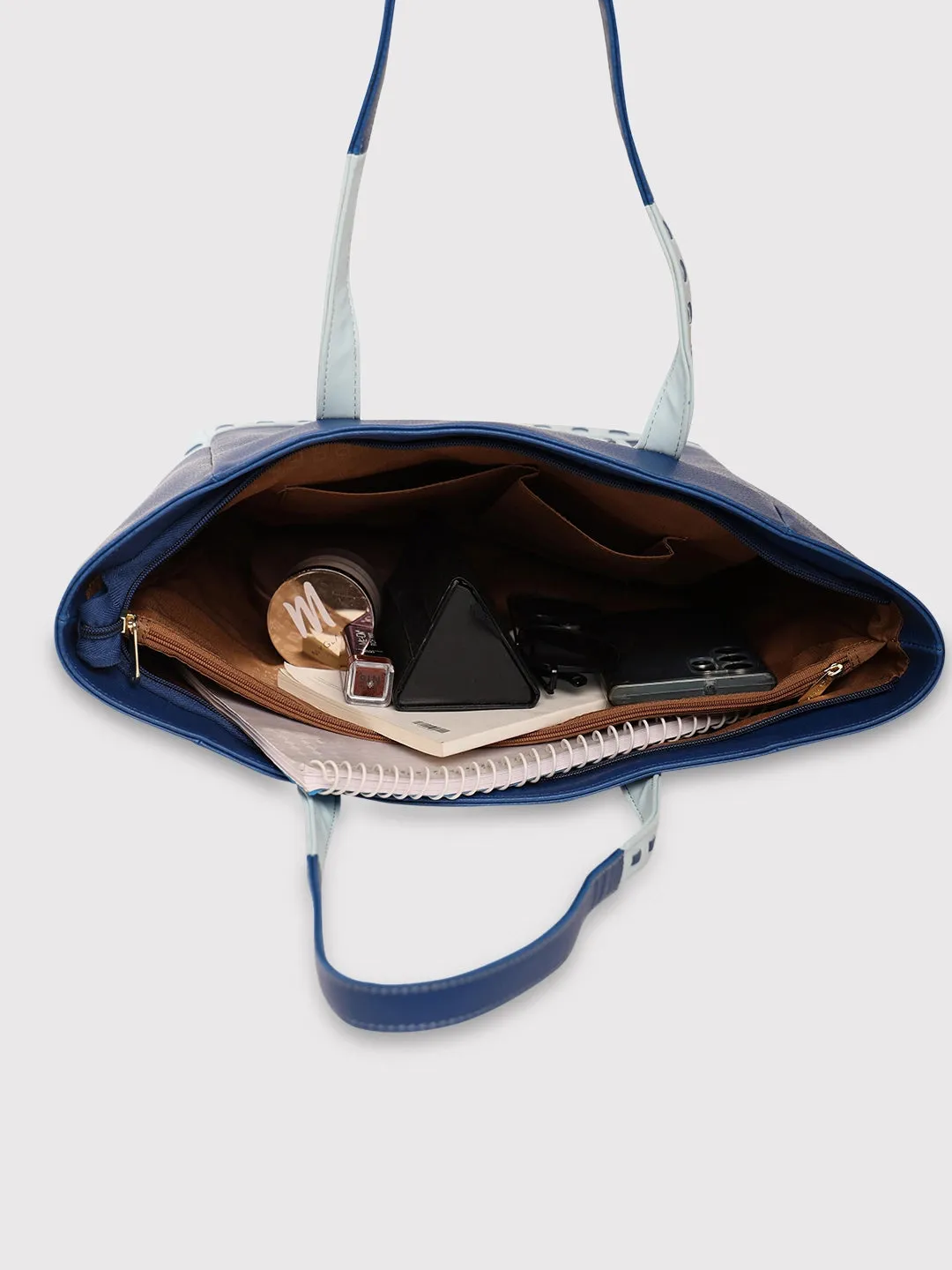 Caprese Lucca Tote Medium Solid Women'S Office Handbag Navy
