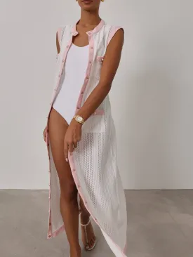 Carlton Contrast Maxi Dress | White & Pink