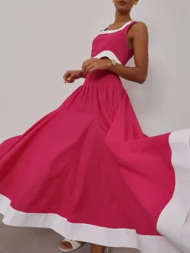 Carrie Shirred Contrast Dream Skirt | Pink/White