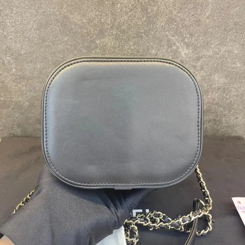 Chanel Black Vanity Case Leather Shoulder Bag Medium