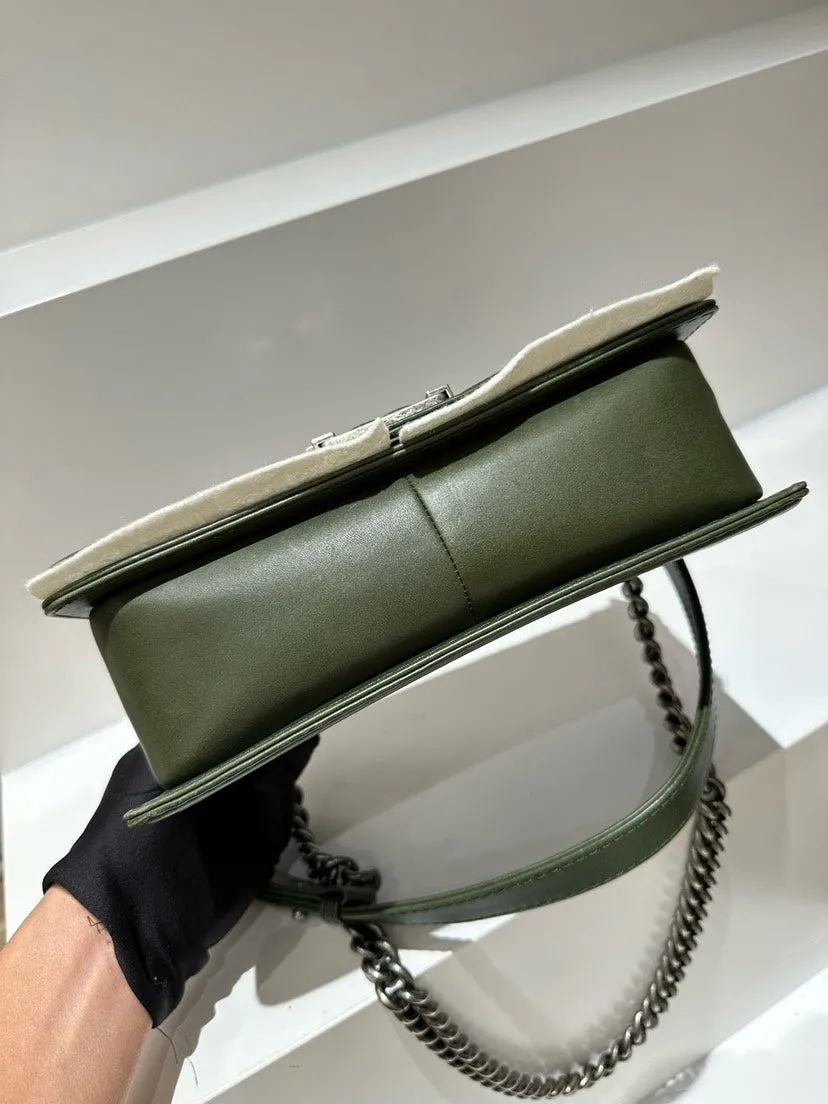 Chanel Leboy Medium Lambskin Bag Olive Green 2013 2014