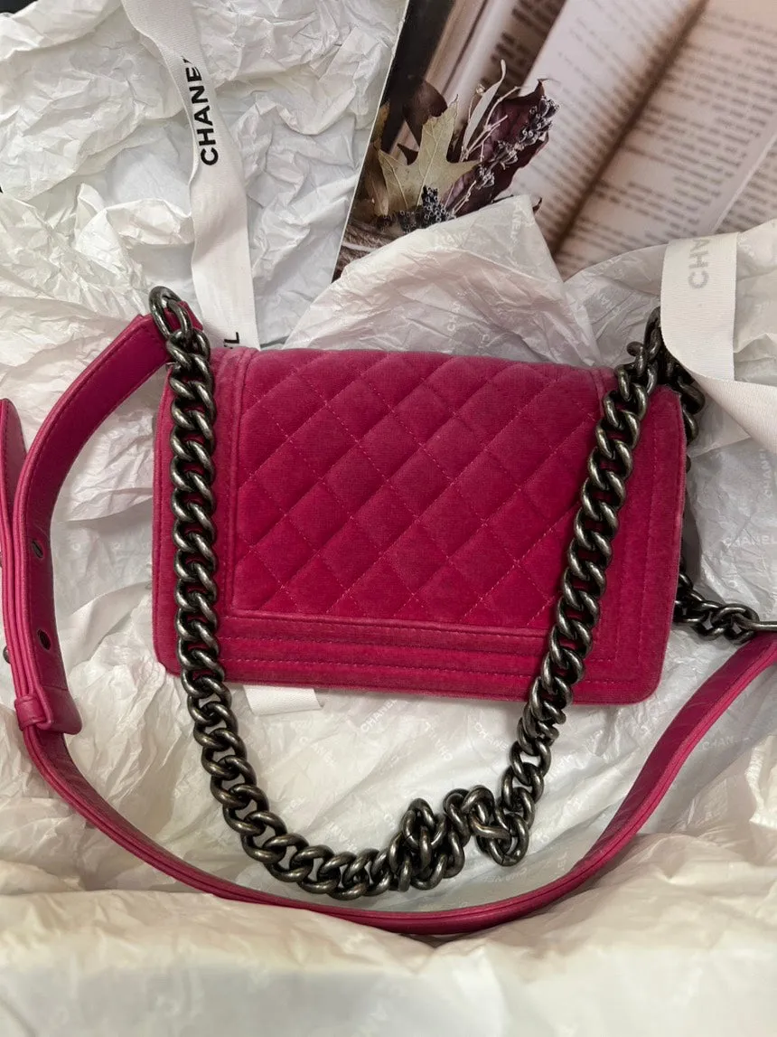 Chanel Rose Pink Small LeBoy Chain Crossbody Bag Silver Buckle