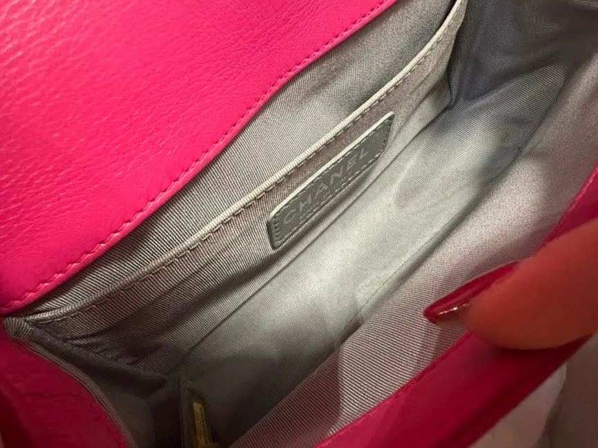 Chanel Rose Pink Small LeBoy Chain Crossbody Bag Silver Buckle