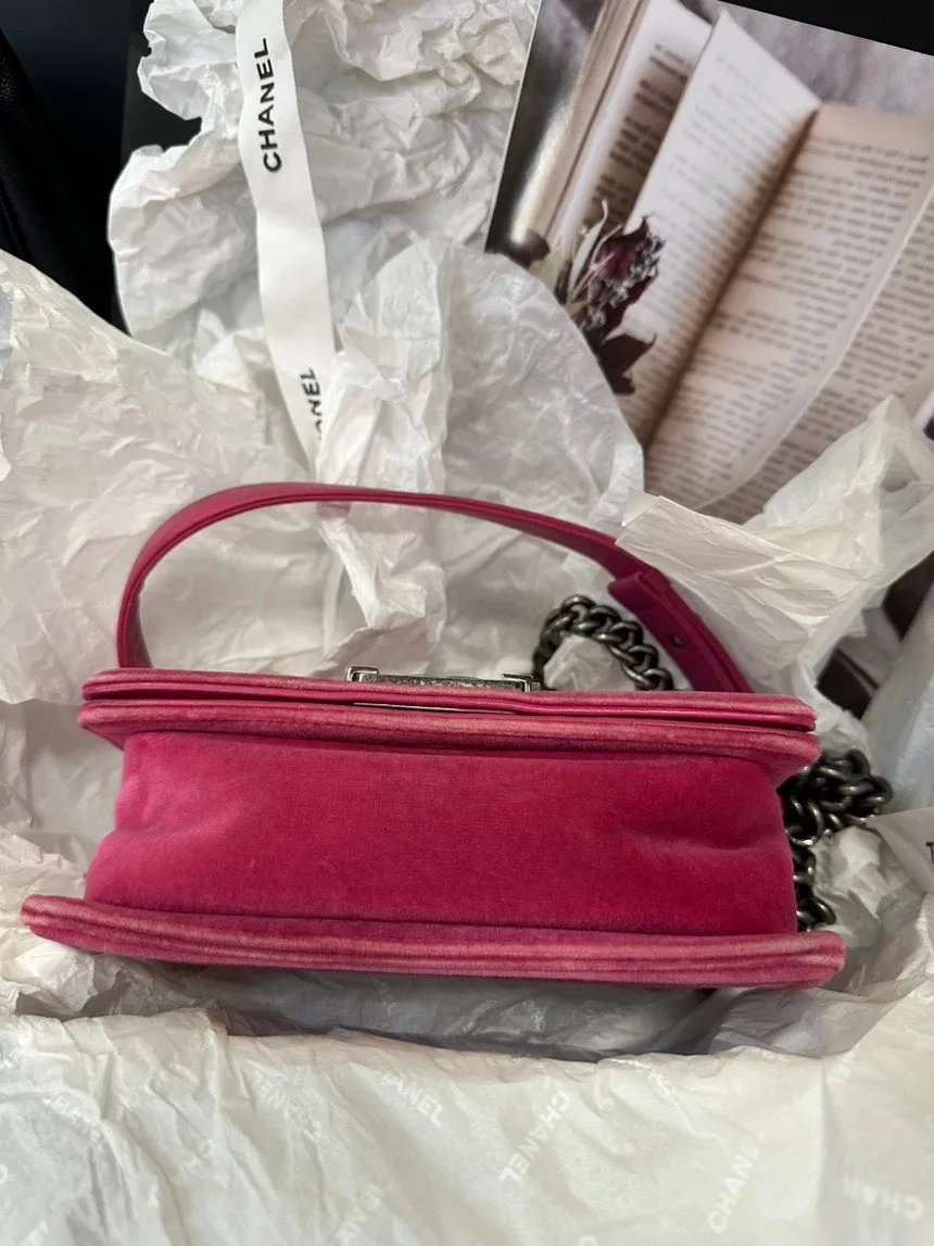 Chanel Rose Pink Small LeBoy Chain Crossbody Bag Silver Buckle