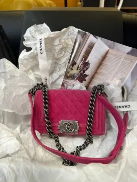 Chanel Rose Pink Small LeBoy Chain Crossbody Bag Silver Buckle