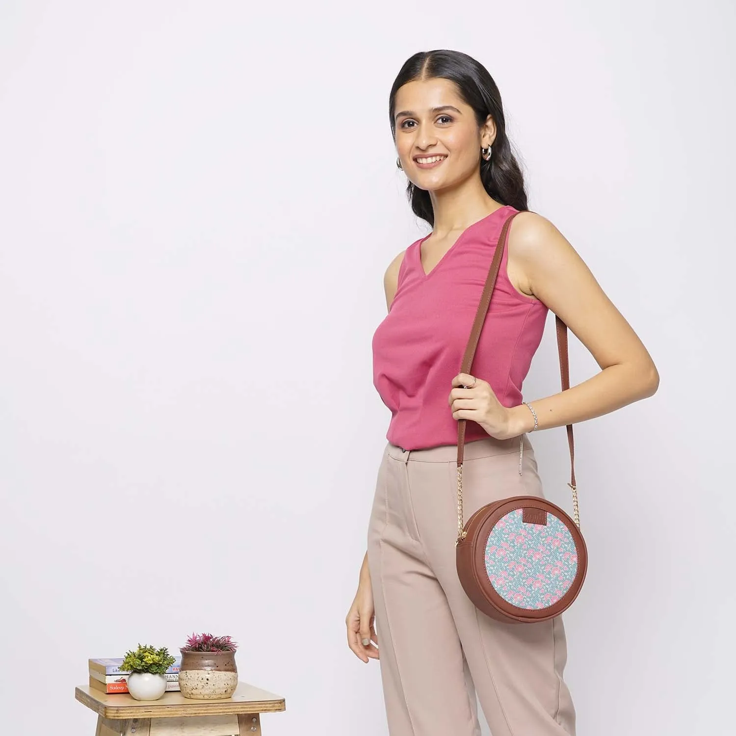 Chettinad Florals Round Sling Bag