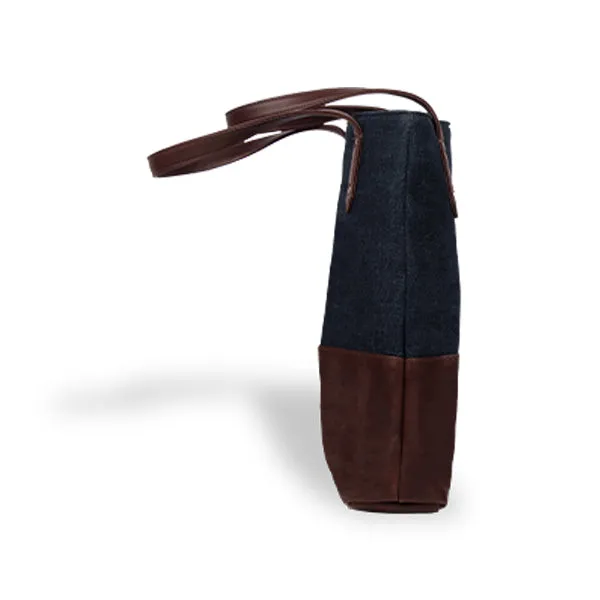 Denim Leather Tote Bag for Women