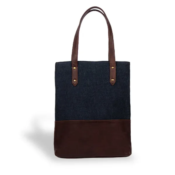 Denim Leather Tote Bag for Women