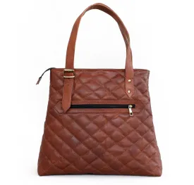 Elegant Vintage Brown Goat Leather Oversized Handbag with Secure Zipper Closure