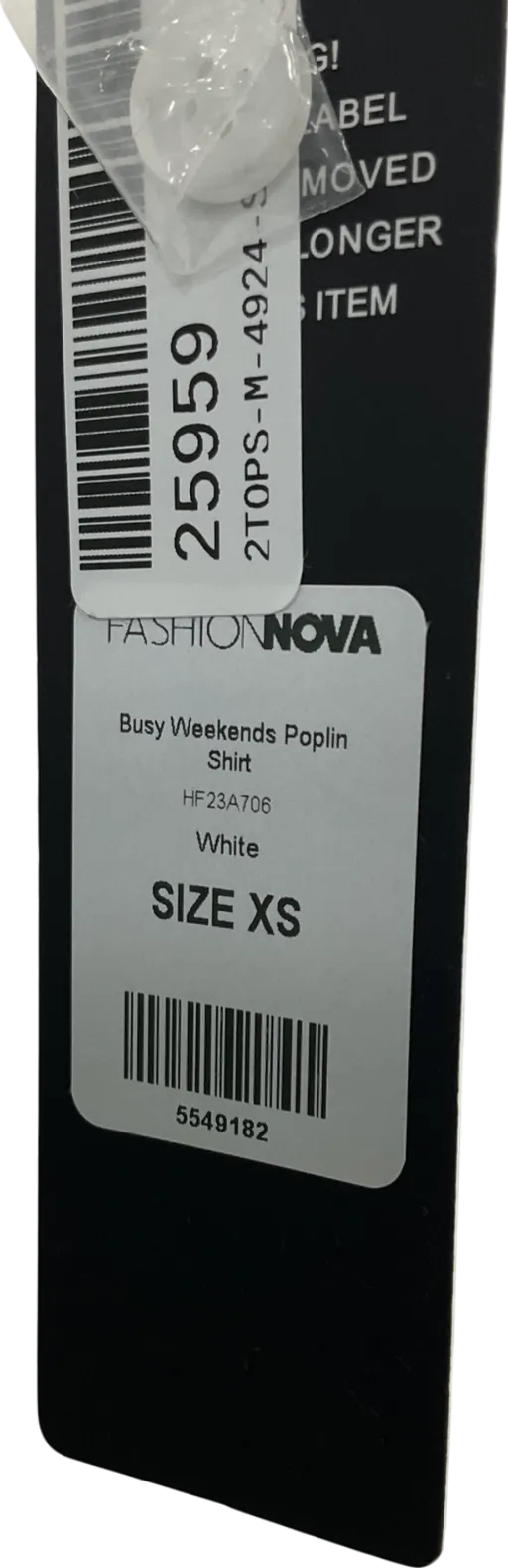 Fashion Nova White Busy Weekends Poplin Shirt UK XS