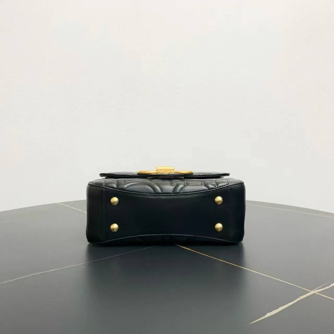 Ferragamo Black Quilted Leather Two-Way Bag Medium