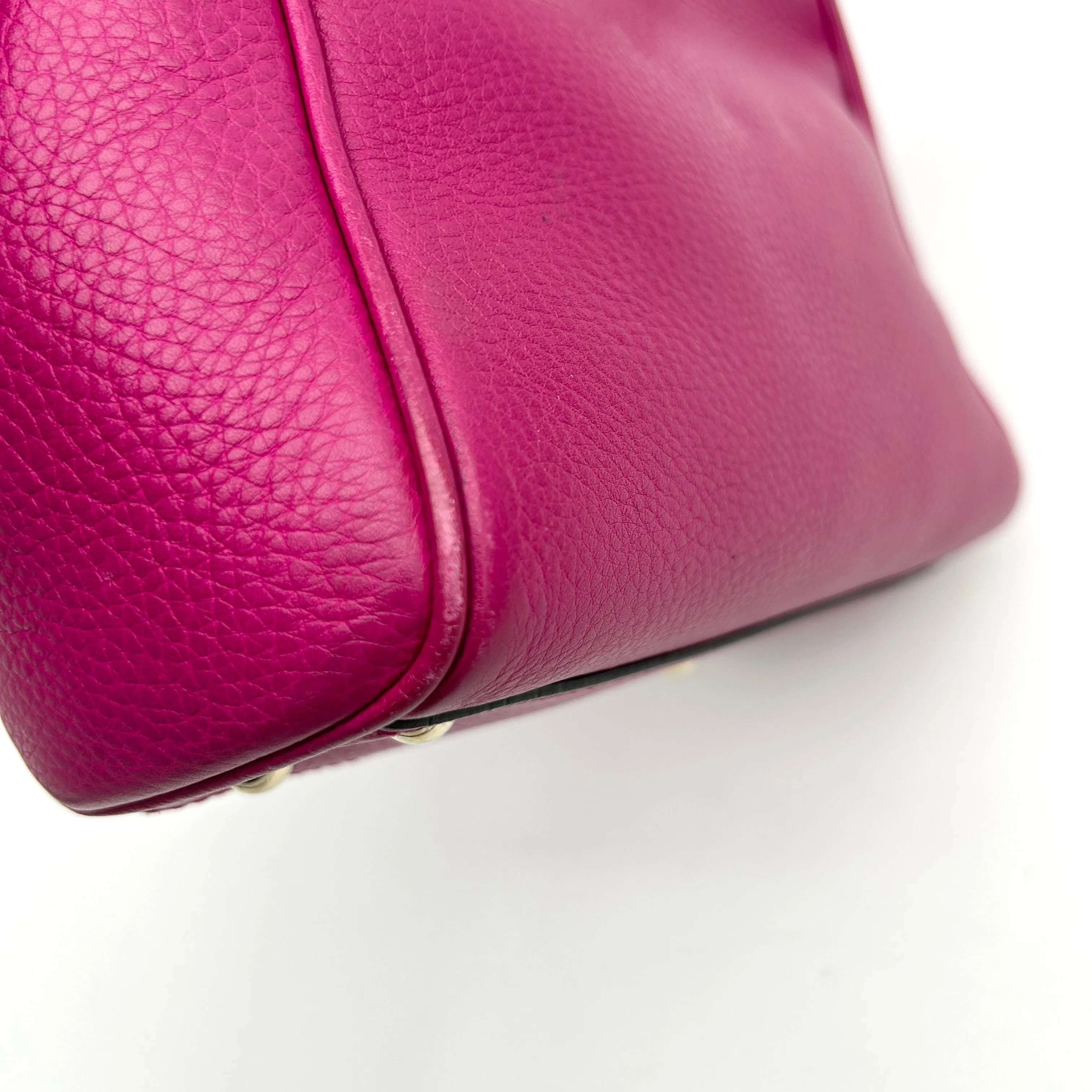 Gucci Pink Leather Bamboo Handle Satchel Medium