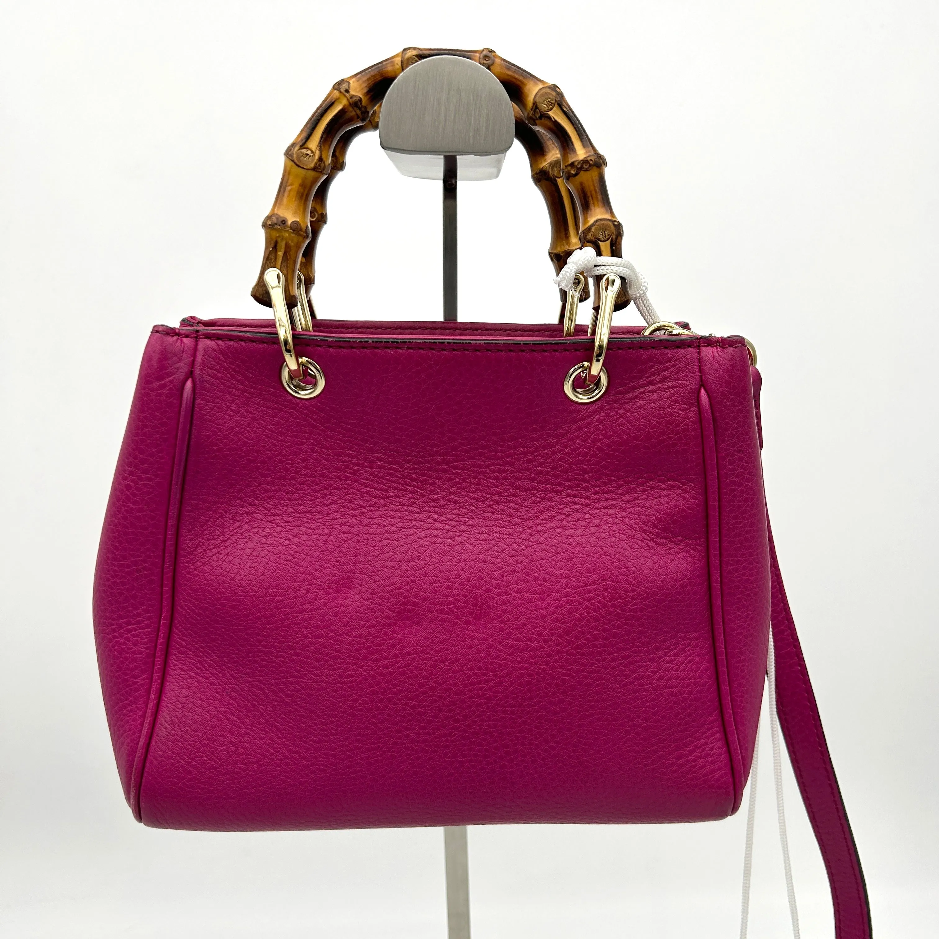 Gucci Pink Leather Bamboo Handle Satchel Medium