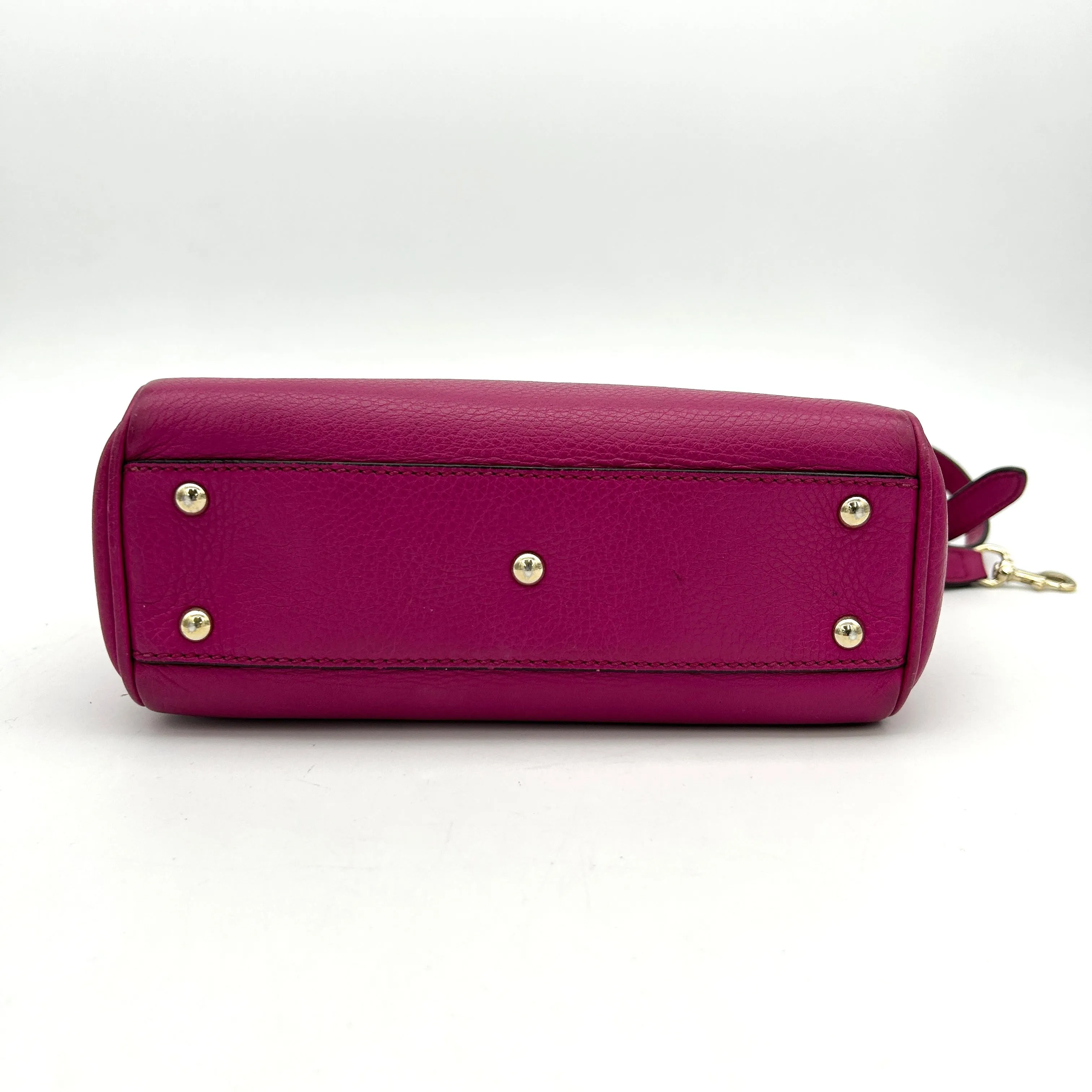 Gucci Pink Leather Bamboo Handle Satchel Medium