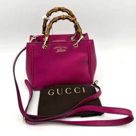 Gucci Pink Leather Bamboo Handle Satchel Medium