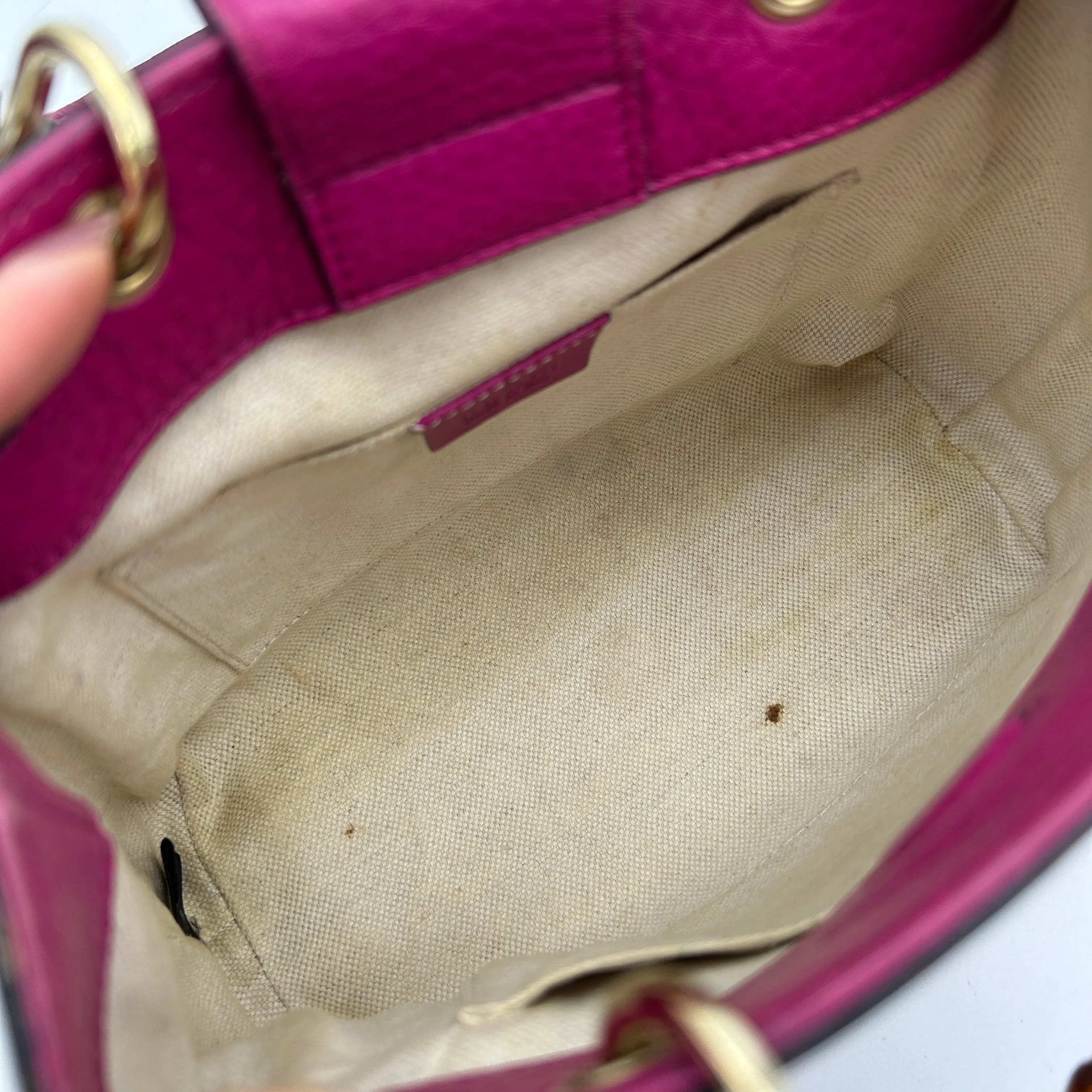 Gucci Pink Leather Bamboo Handle Satchel Medium