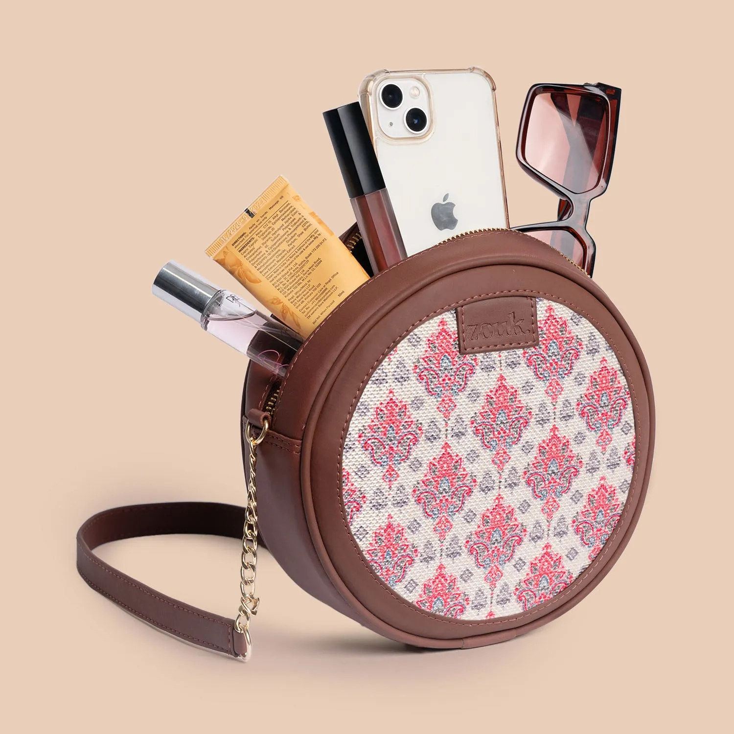 Kashmiri Tulips Round Sling Bag