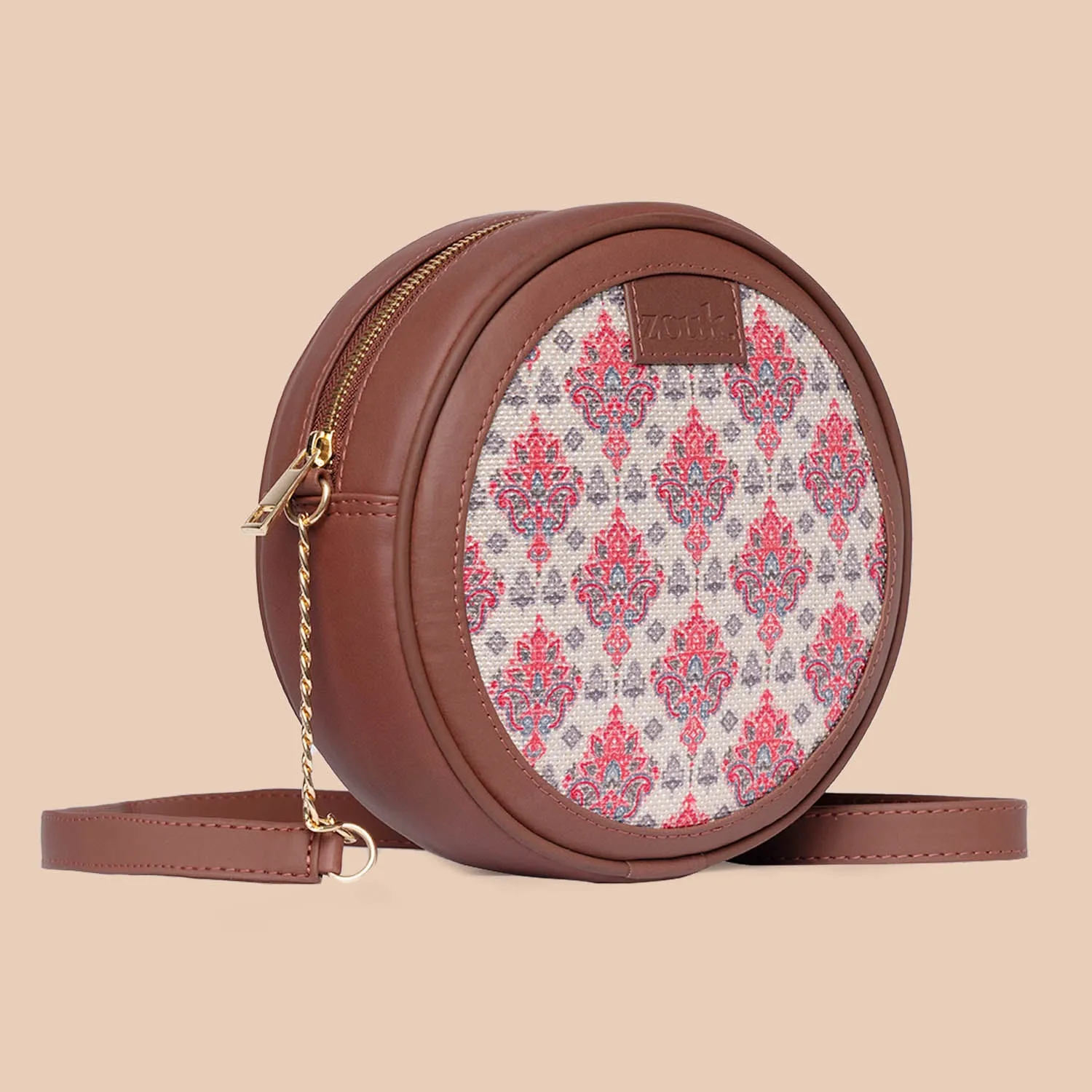 Kashmiri Tulips Round Sling Bag