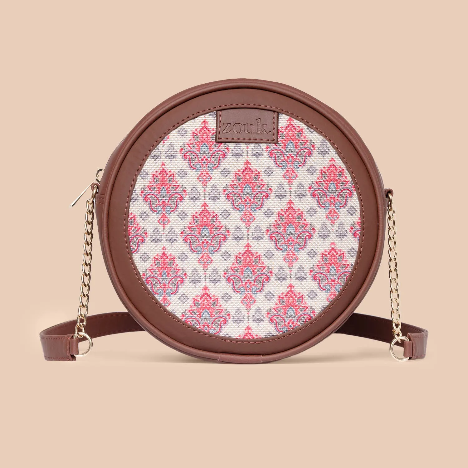Kashmiri Tulips Round Sling Bag
