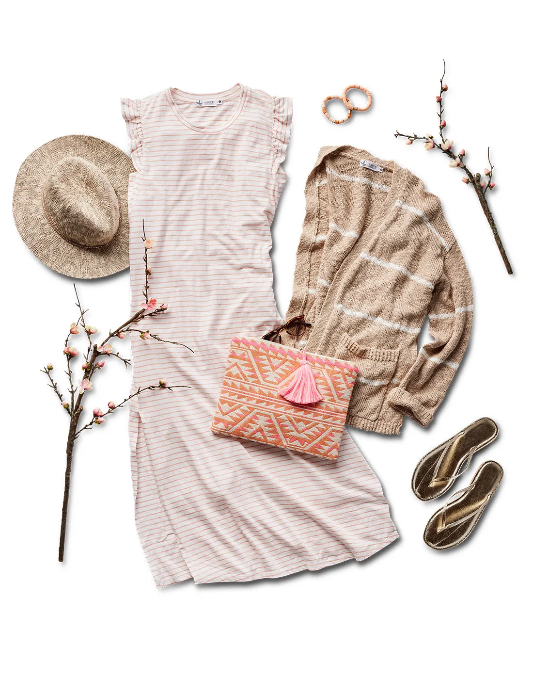 Maeve Dress: Cloud Dk. Azalea Stripe - FINAL SALE