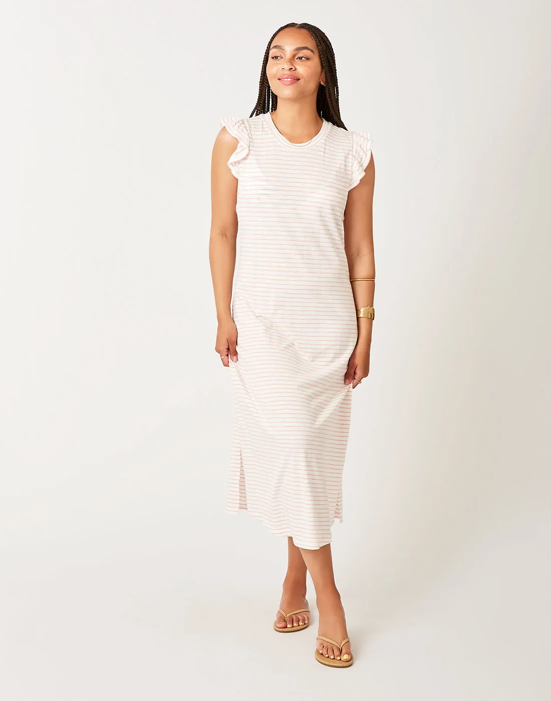 Maeve Dress: Cloud Dk. Azalea Stripe - FINAL SALE