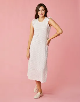 Maeve Dress: Cloud Dk. Azalea Stripe - FINAL SALE