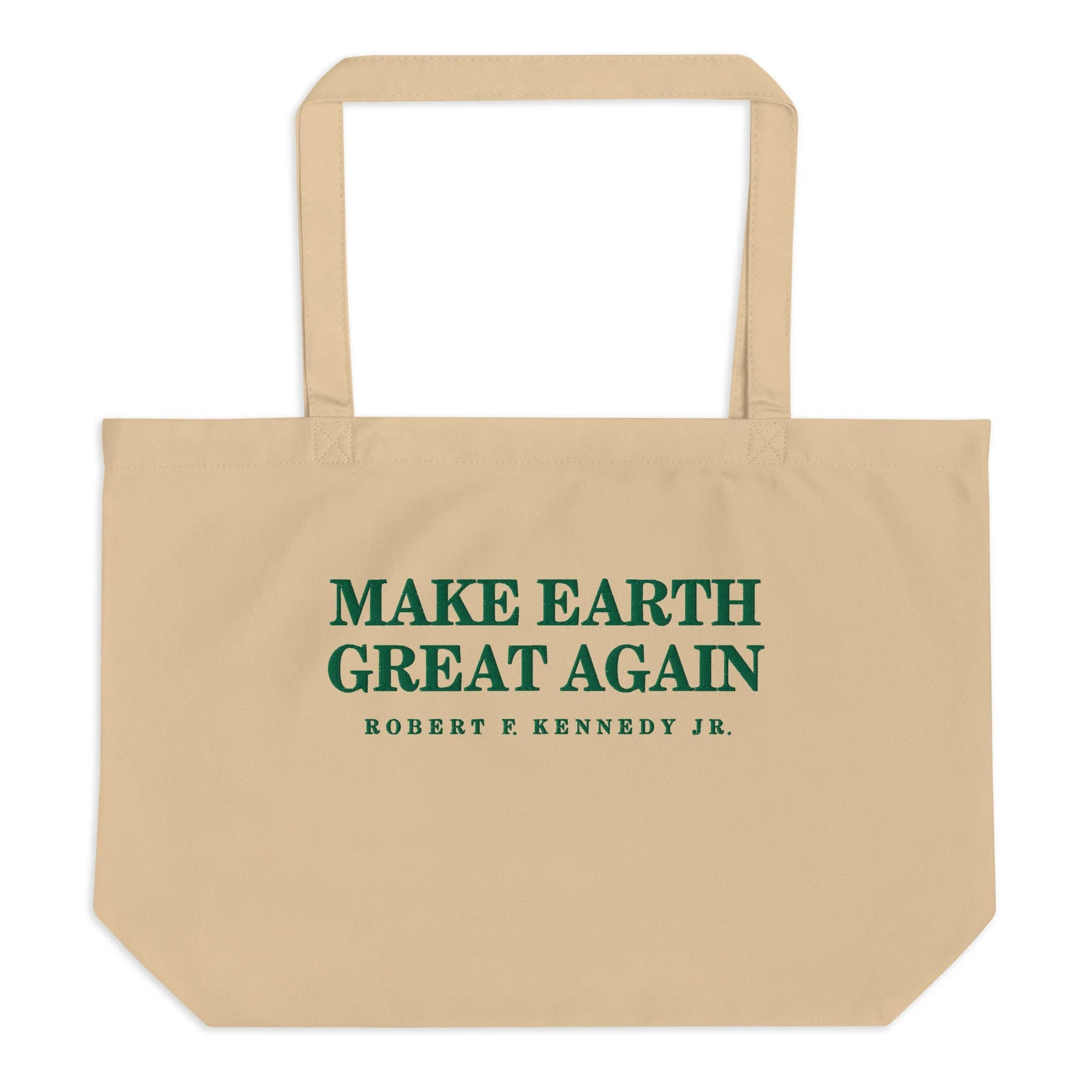 Make Earth Great Again Embroidered Large Organic Tote Bag