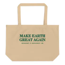 Make Earth Great Again Embroidered Large Organic Tote Bag