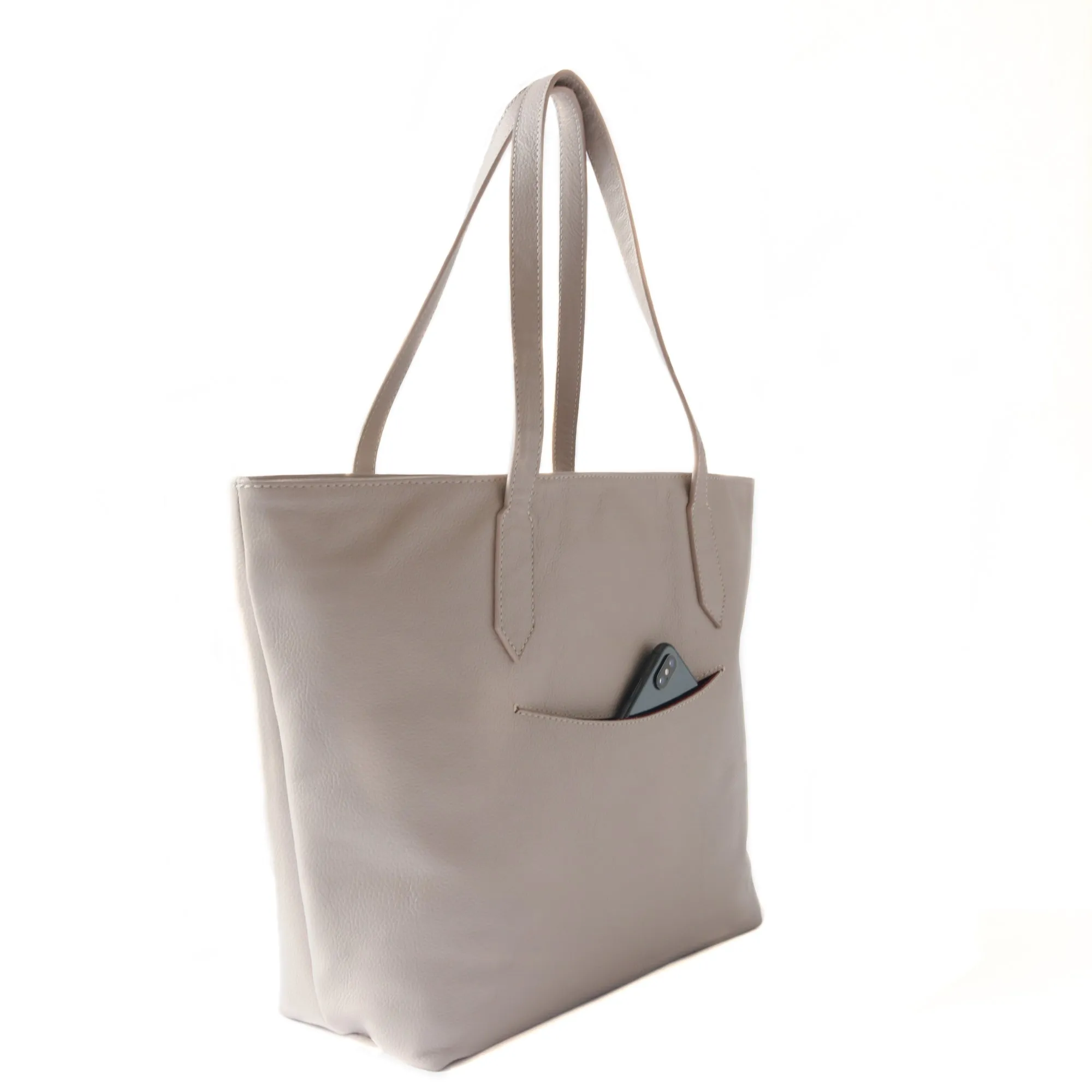 Martina Leather Tote - Grey
