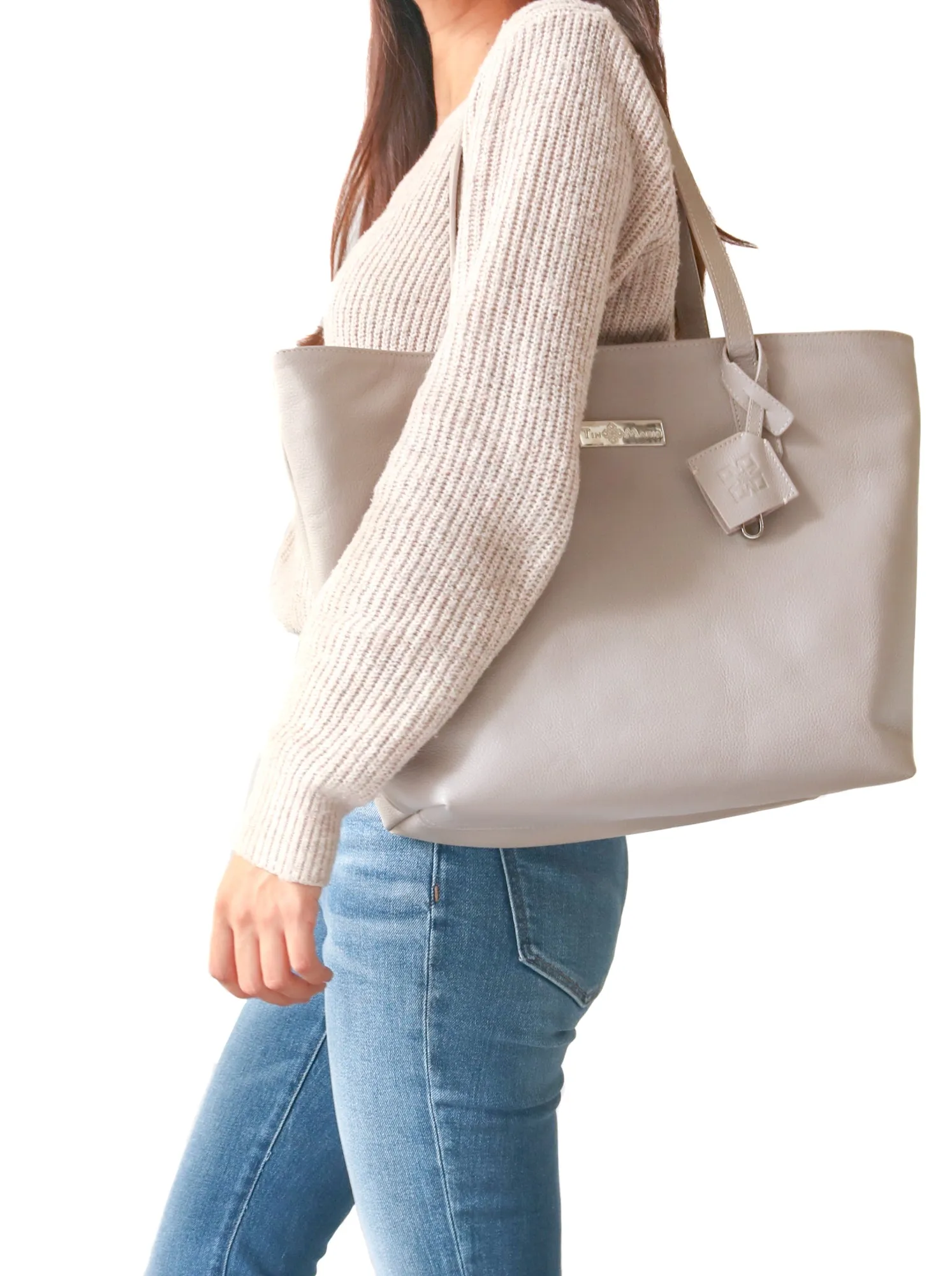 Martina Leather Tote - Grey