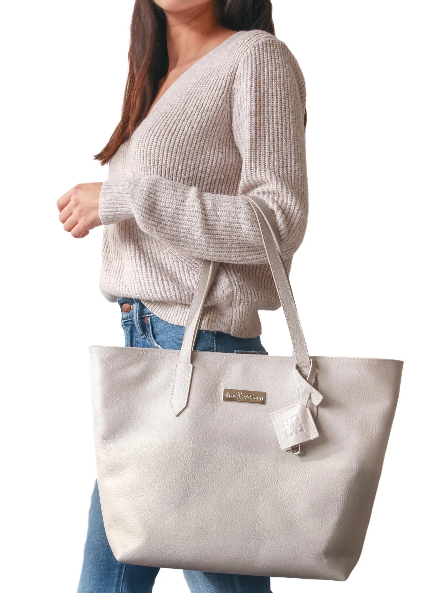 Martina Leather Tote - Grey