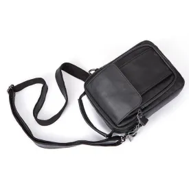 Men Cross-body Handbag Made with Original Leather and Fashionable Zippers