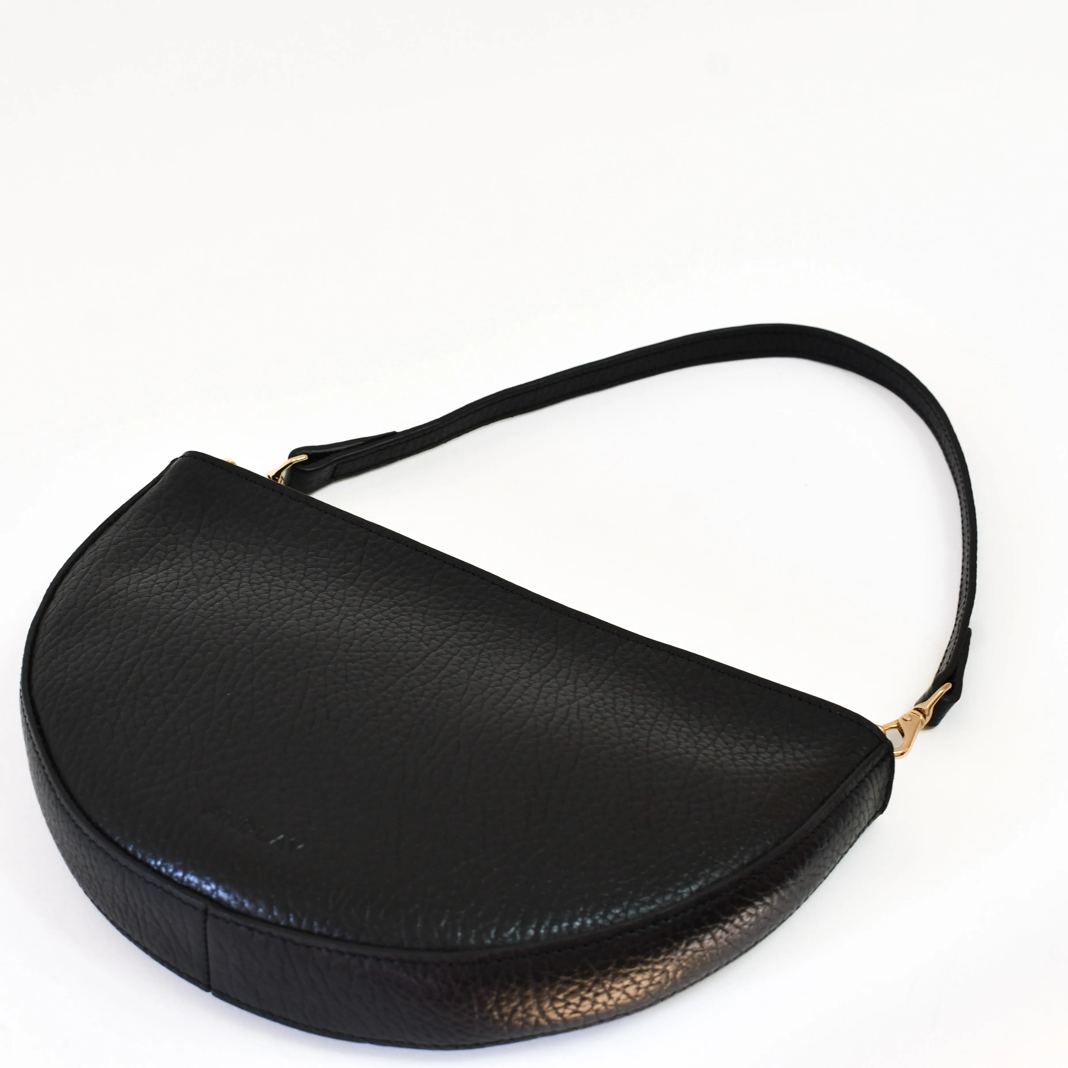 Mini Shoulder Strap, Black Lux Pebble