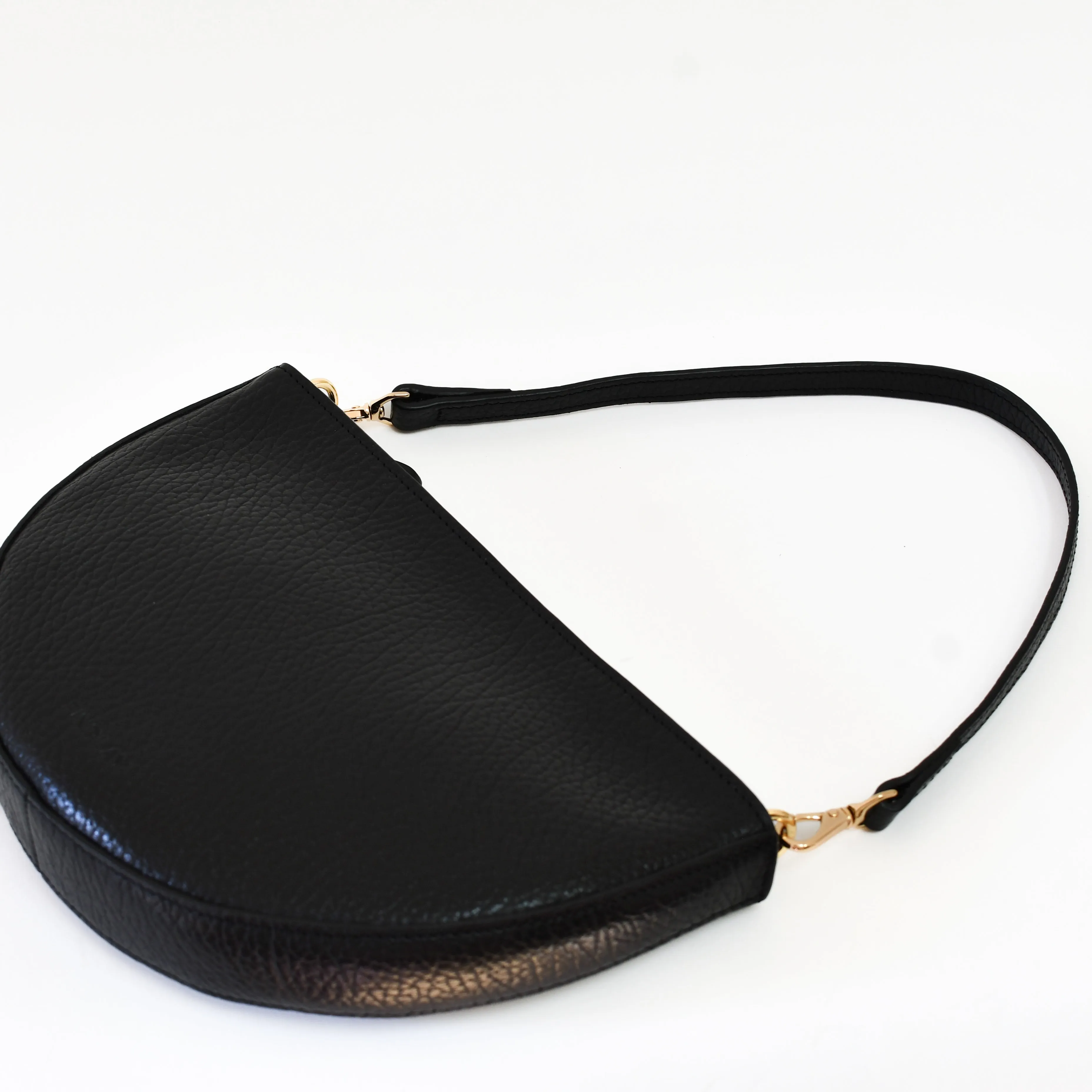 Mini Shoulder Strap, Black Lux Pebble