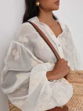 Nikki Embroidered Cover Up Shirt | Ivory