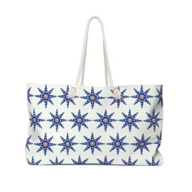 Oversized Polyester Weekender Bag Geometric Pattern