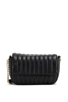 Padded Quilted Faux Leather Crossbody Bag In Black