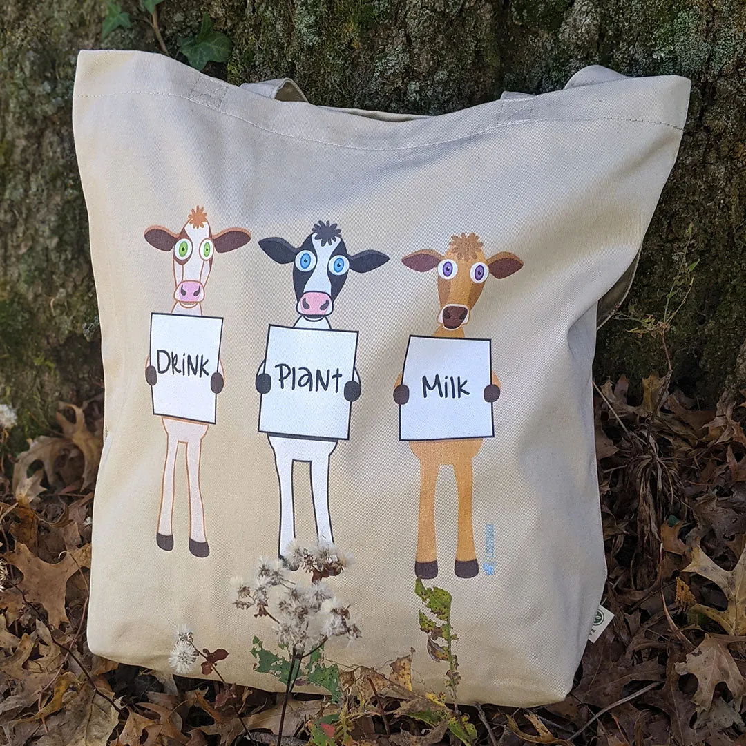 "Drink Plant Milk" Vegan Organic Cotton Tote Bag