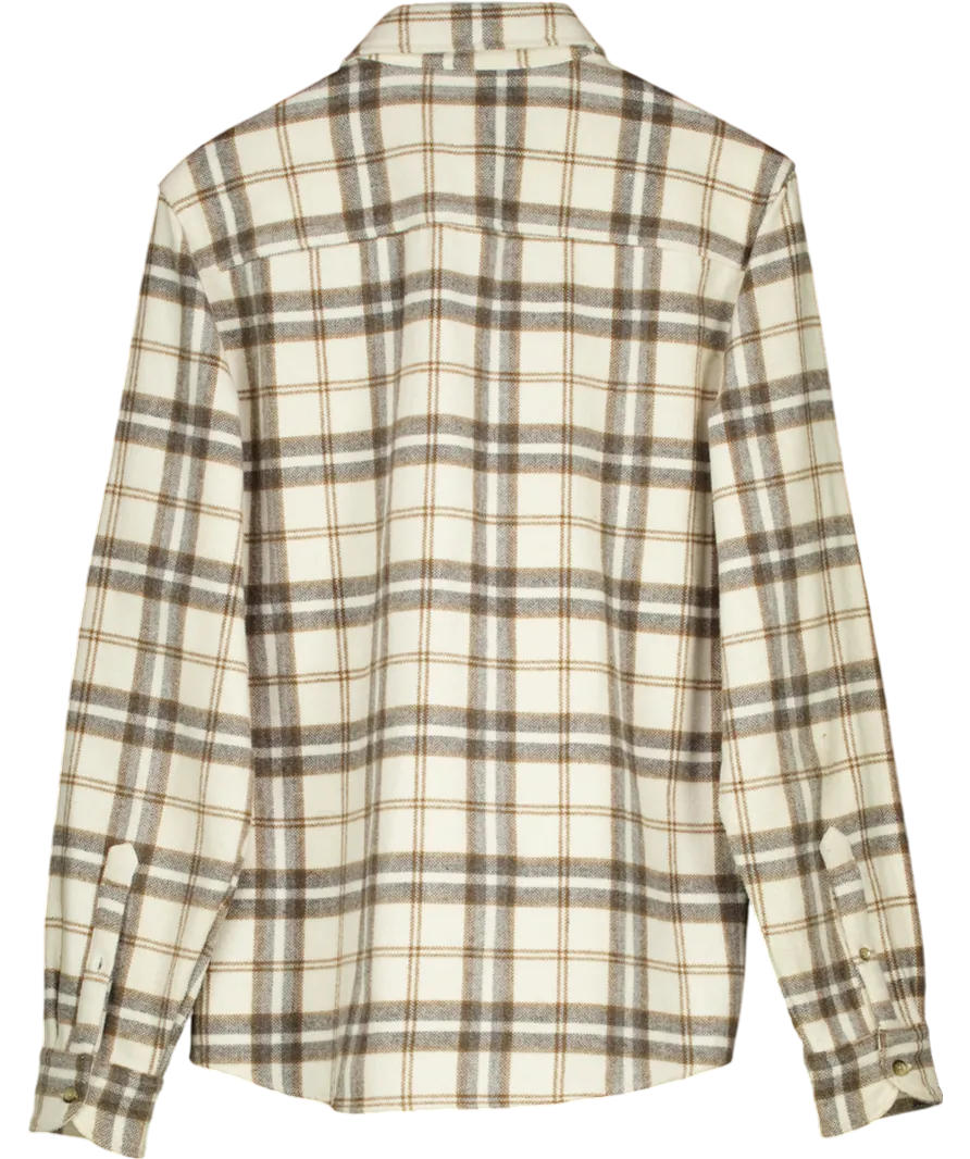 REISS Cream Hooper Brushed Checked Overshirt UK M