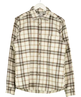 REISS Cream Hooper Brushed Checked Overshirt UK M