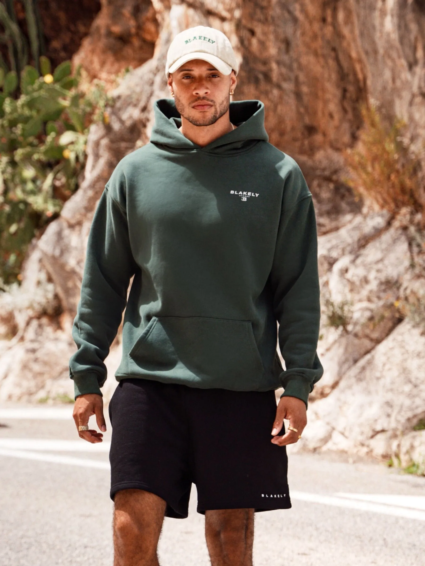 Riviera Initial Relaxed Hoodie - Dark Green