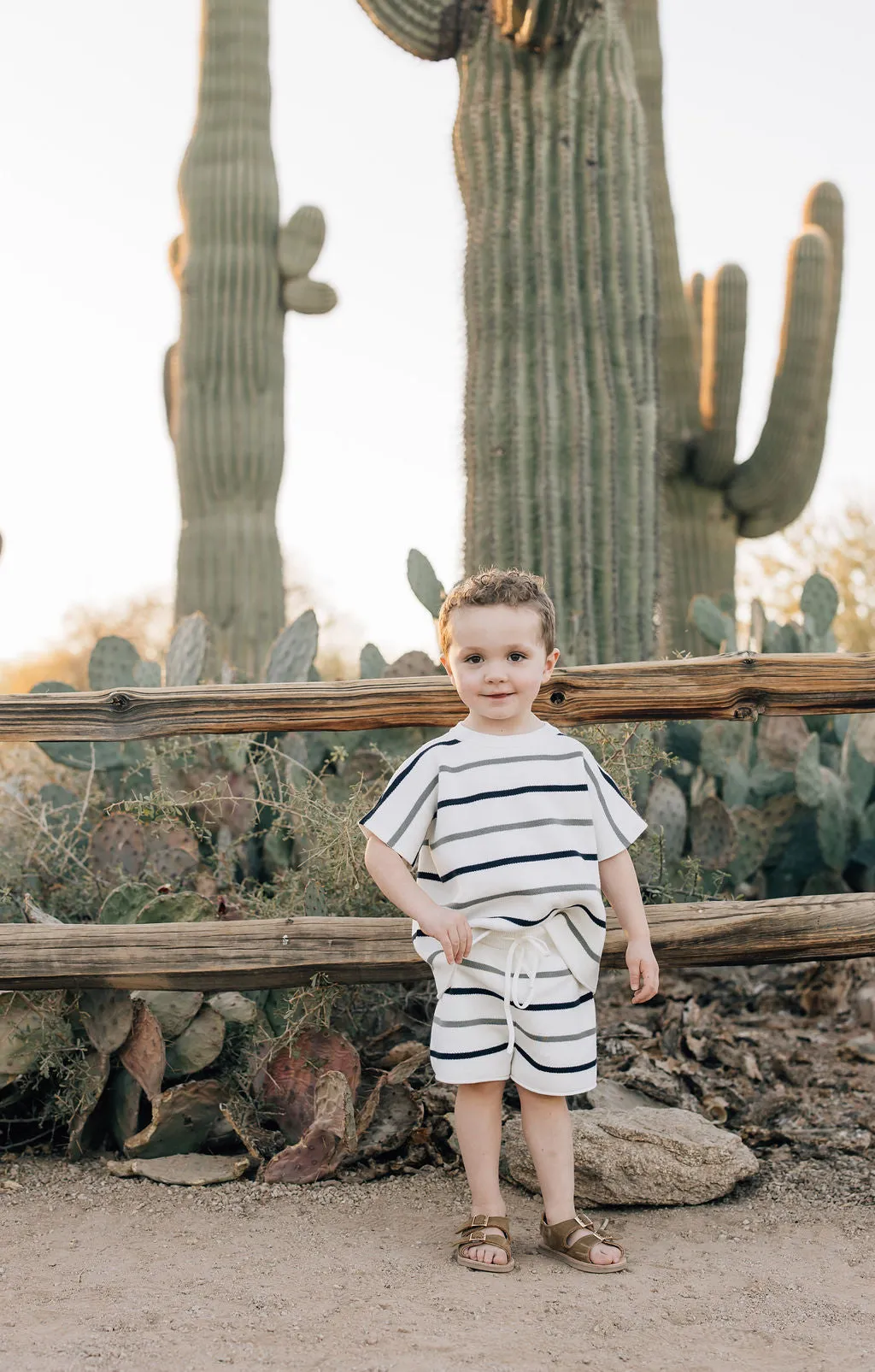 Sage   Navy Stripe Knit Short Set