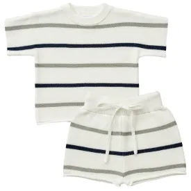Sage   Navy Stripe Knit Short Set