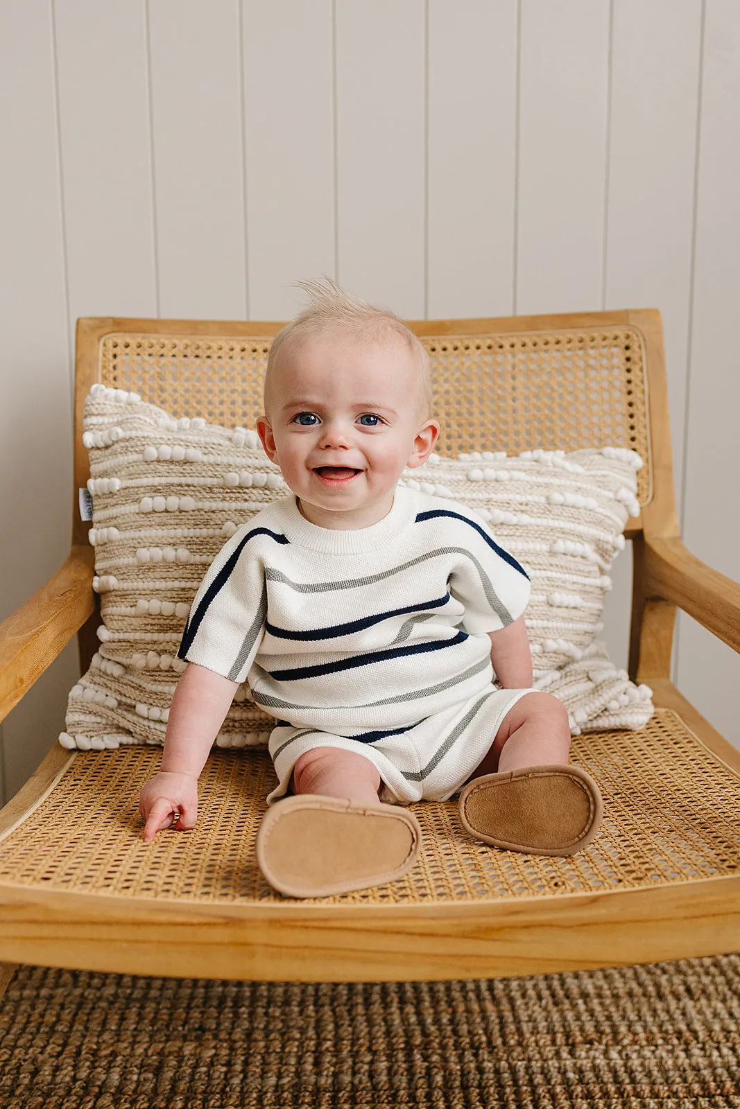 Sage   Navy Stripe Knit Short Set
